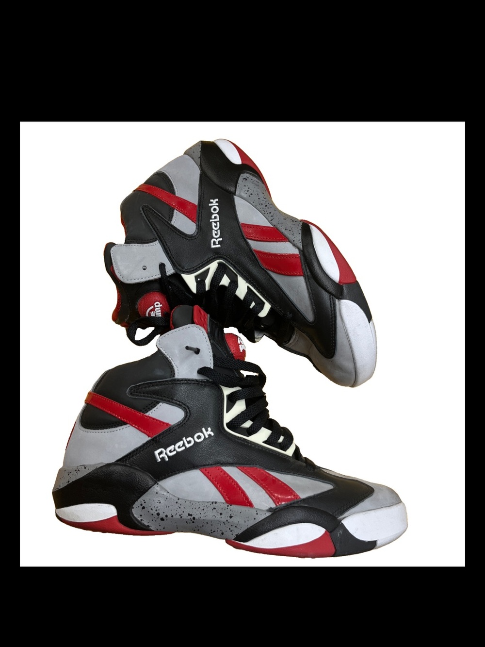 Reebok Shaq Attaq Brick City Men’s Size 9.5 High Top Black Red Gray White Shoes